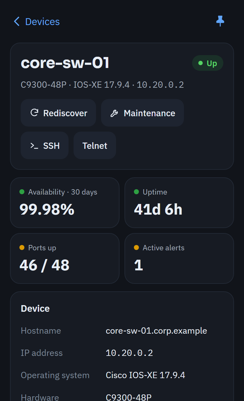 DashyNMS Mobile Device View